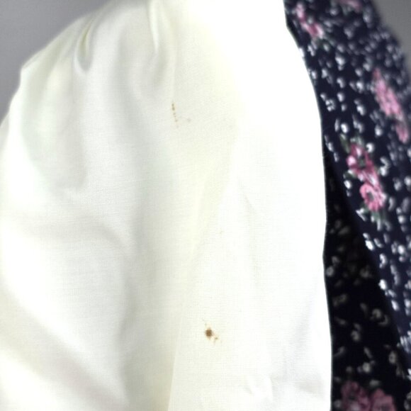 VTG 80S Navy Pink Polka Dot Puff Sleeve Tradwife Maxi Secretary Maxi Dress - Picture 10 of 13